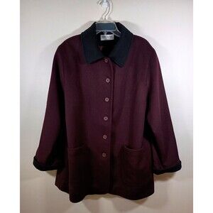 Forecaster Of Boston Womens Heavy Button Wool Purple Pea Coat Size 16